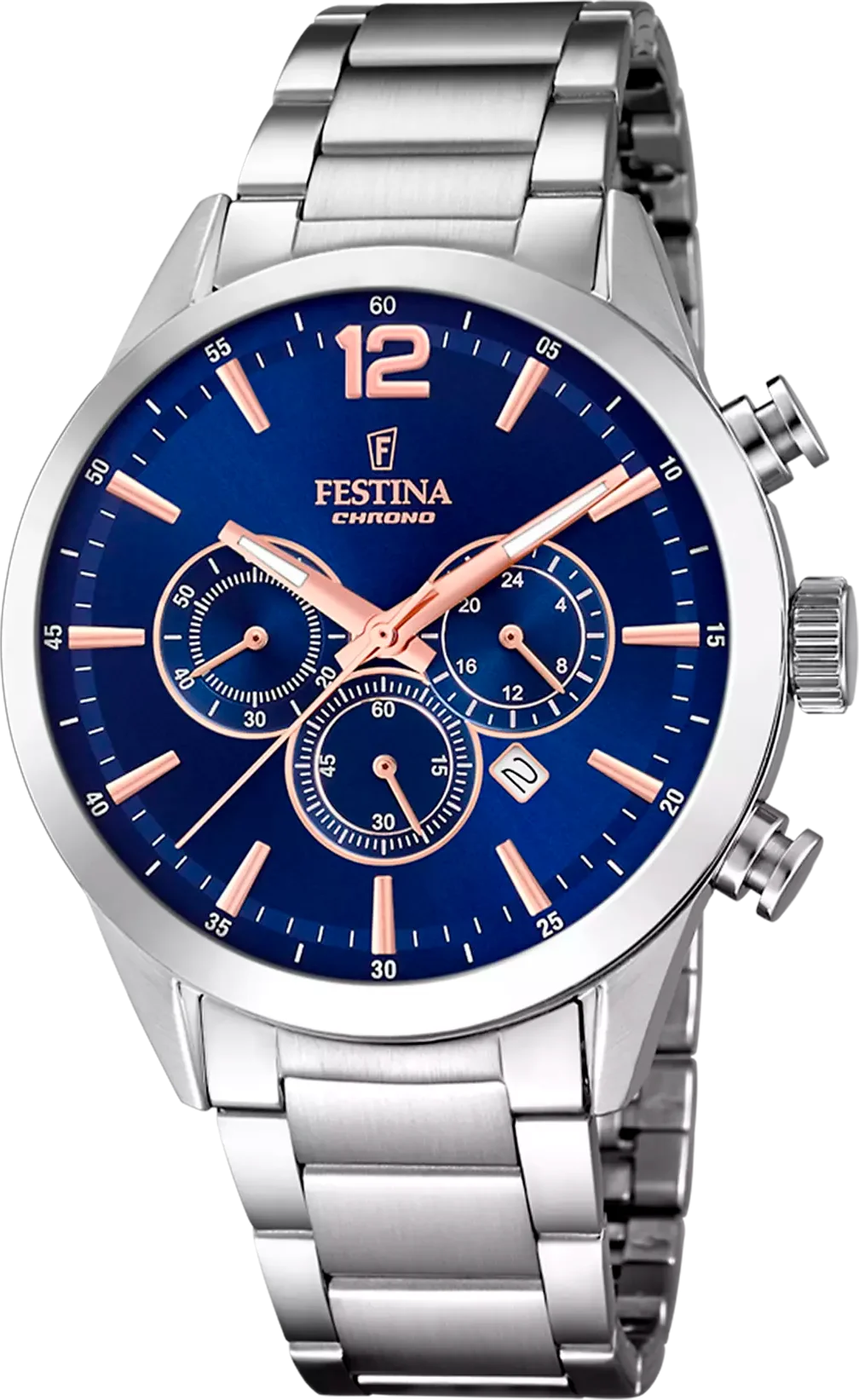 Montre Homme Festina F20343/9 - Cadran Bleu et Bracelet Acier Argenté
