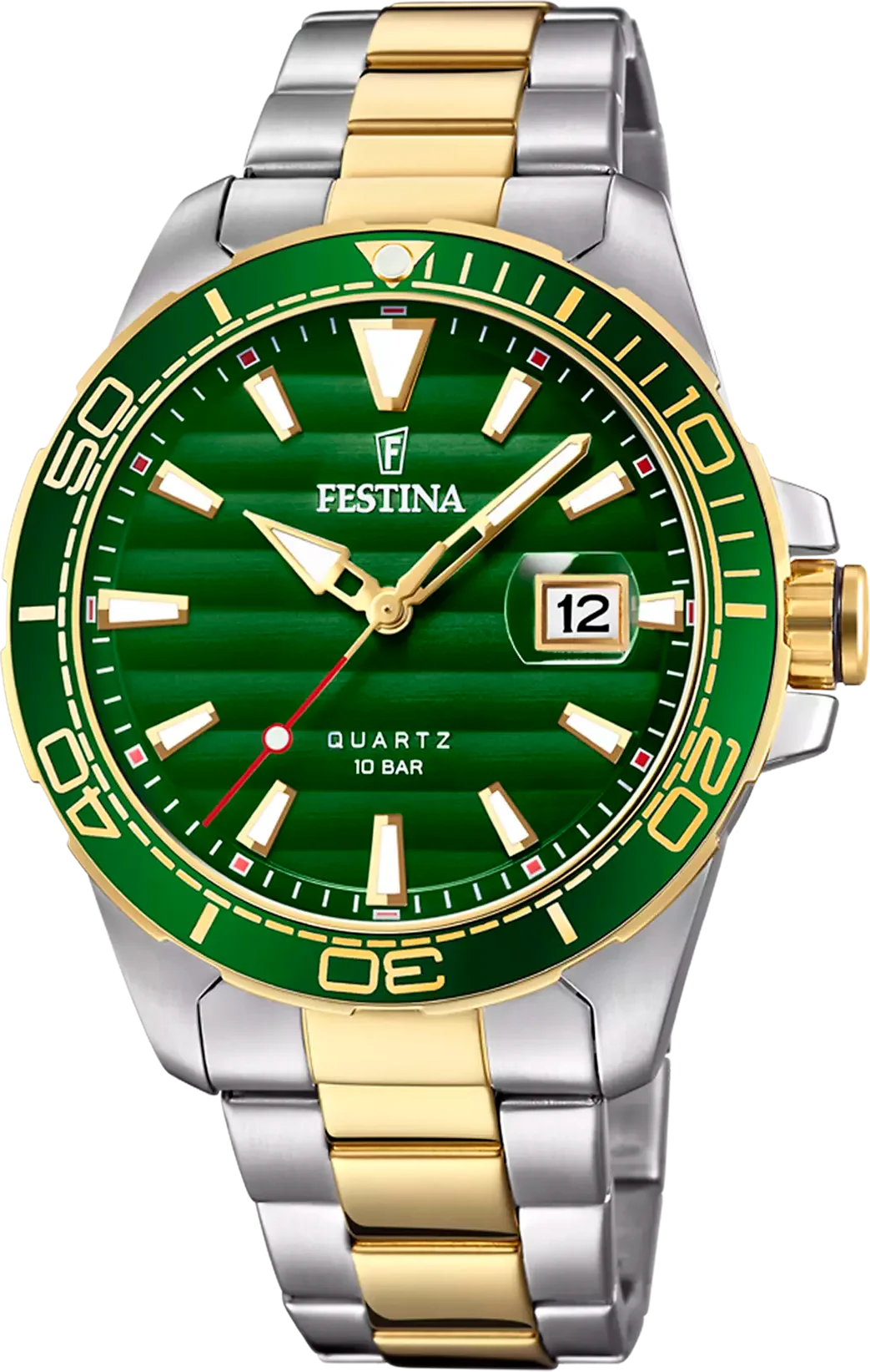 Montre Festina F20362/3 Homme - Cadran Vert, Boîtier et Bracelet Acier Bicolore