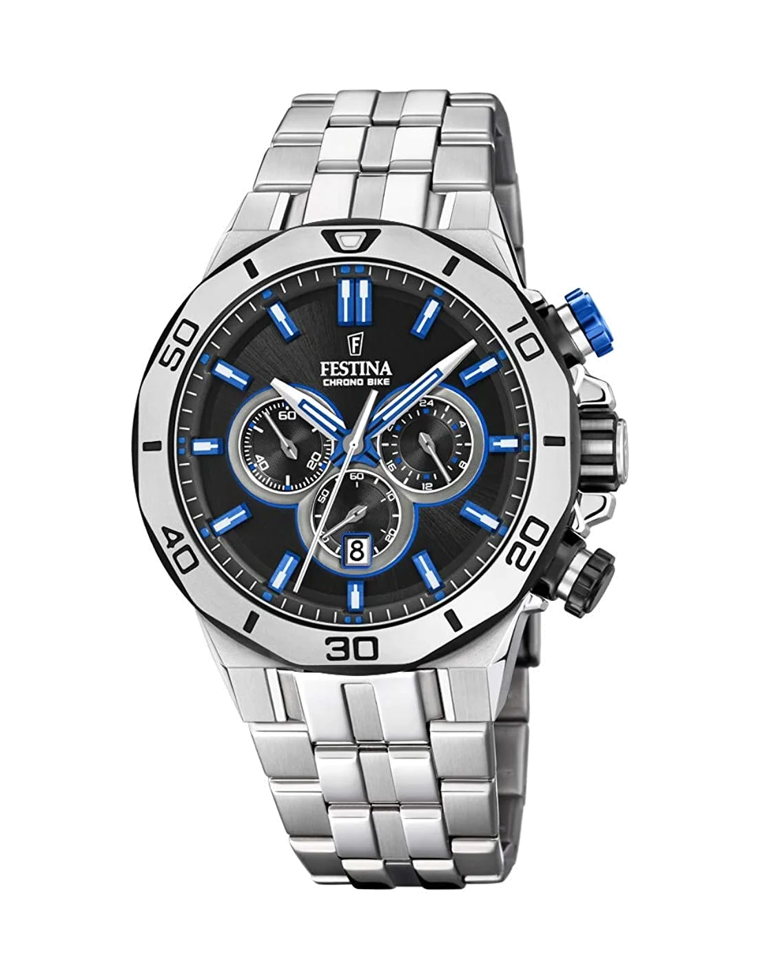Montre Homme Festina F20448/5 Chronographe Acier Cadran Noir et Bleu