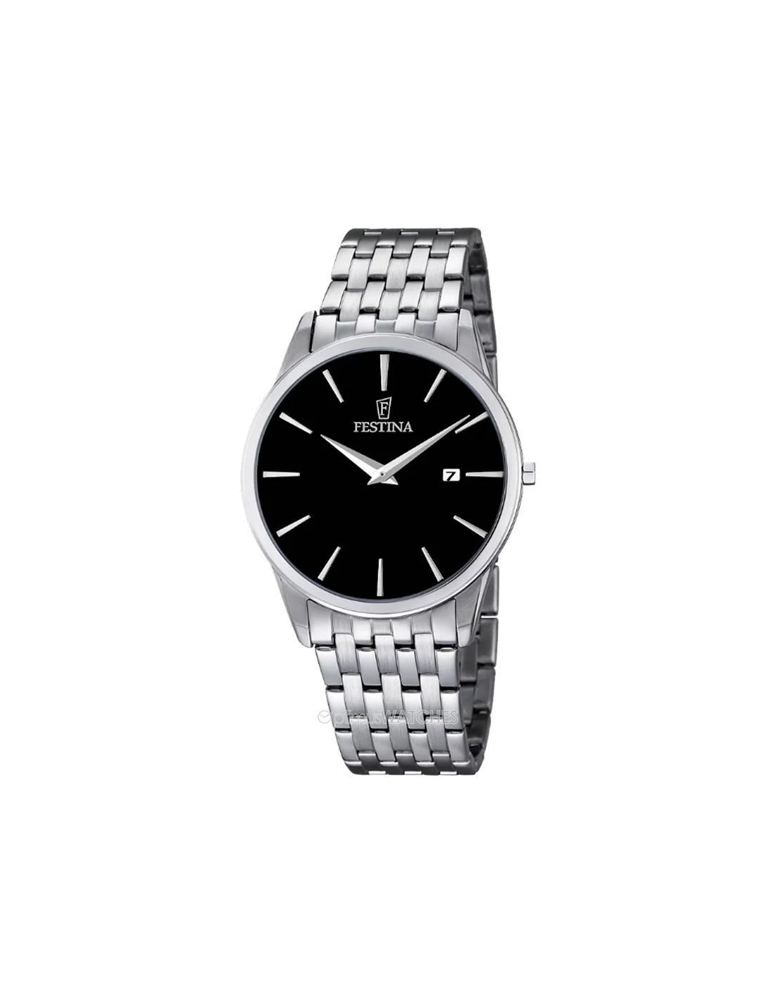 Montre Homme Festina Classic F6833/2 Cadran Noir Bracelet Acier Argenté