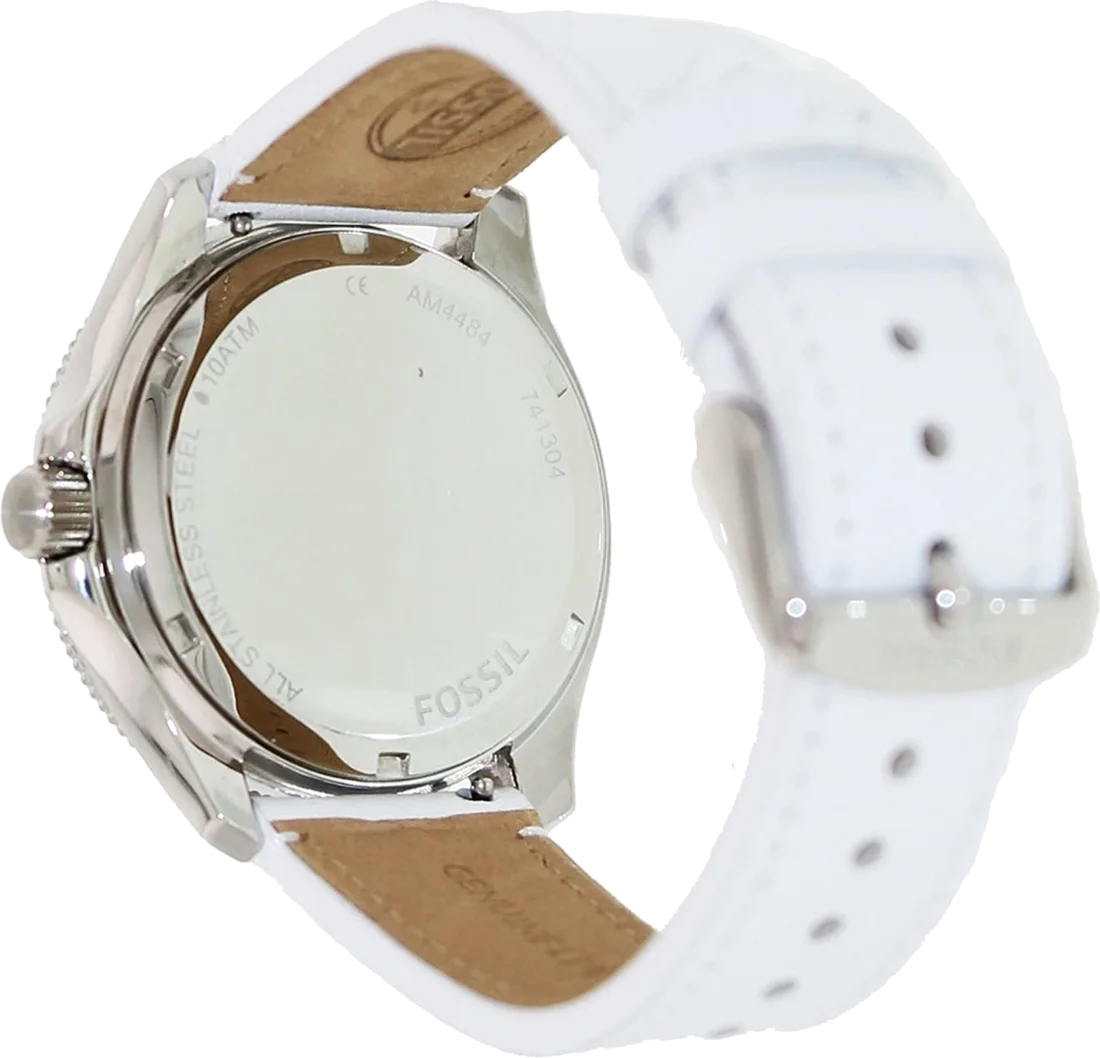 Montre Femme Fossil AM4484 - Cadran et Bracelet Cuir Blanc vue 3