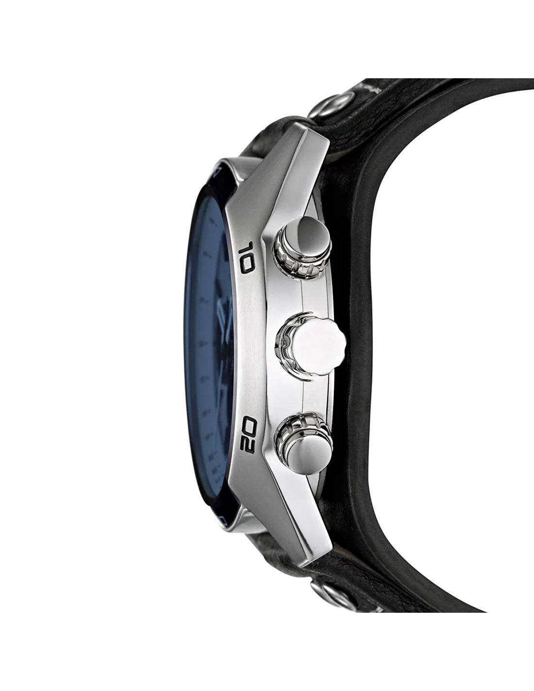 Montre Fossil Coachman CH2564 pour Homme - Cadran Bleu, Bracelet Cuir Noir, Boîtier Bicolore vue 3