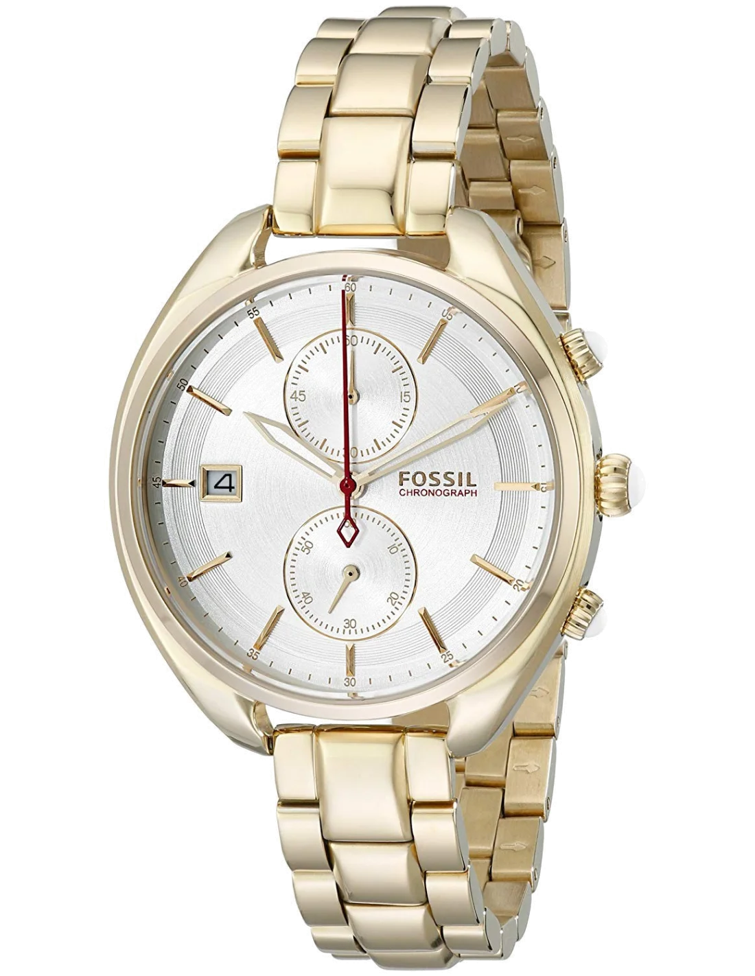 Montre Femme Fossil CH2976 Cadran Blanc Bracelet Acier Doré
