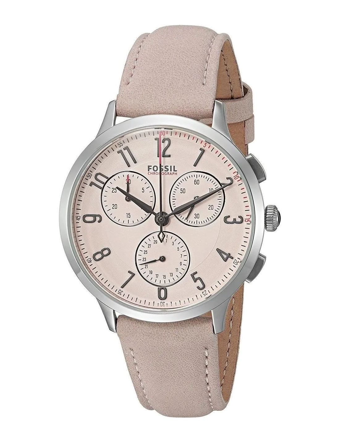 Montre Femme Fossil Abilene CH3088 Chronographe Cadran Fuchsia Bracelet Cuir Rose vue 2