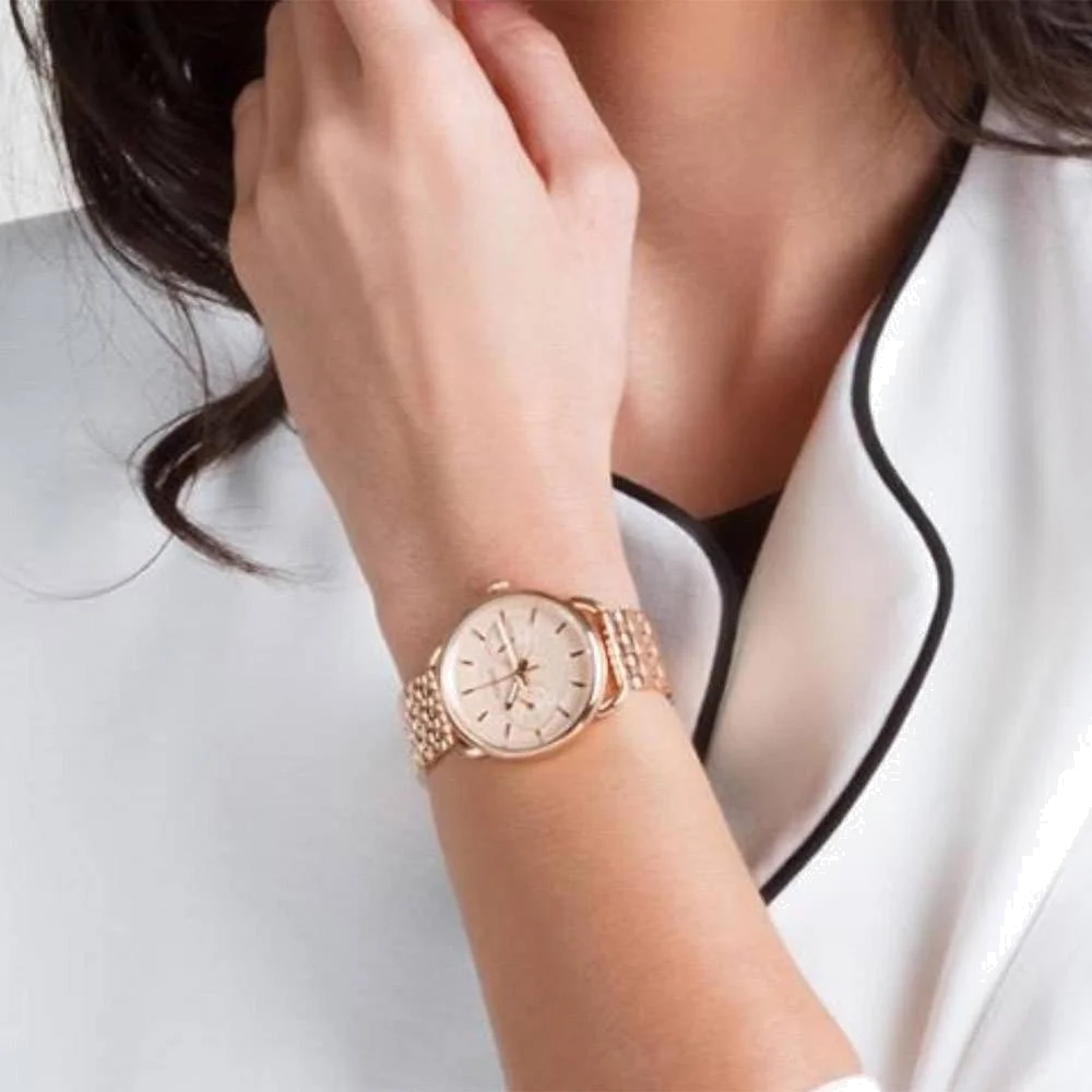 Montre Femme Fossil ES3713 en Acier Or Rose à Maillons Fins vue 3