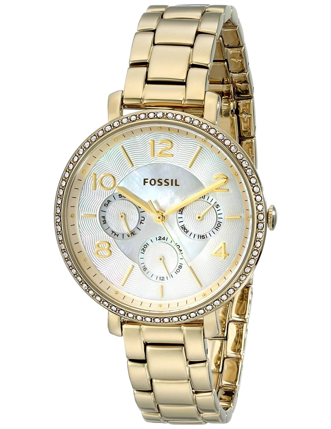 Montre Femme Fossil Jacqueline ES3756 en Or, Cadran Nacré et Lunette à Cristaux