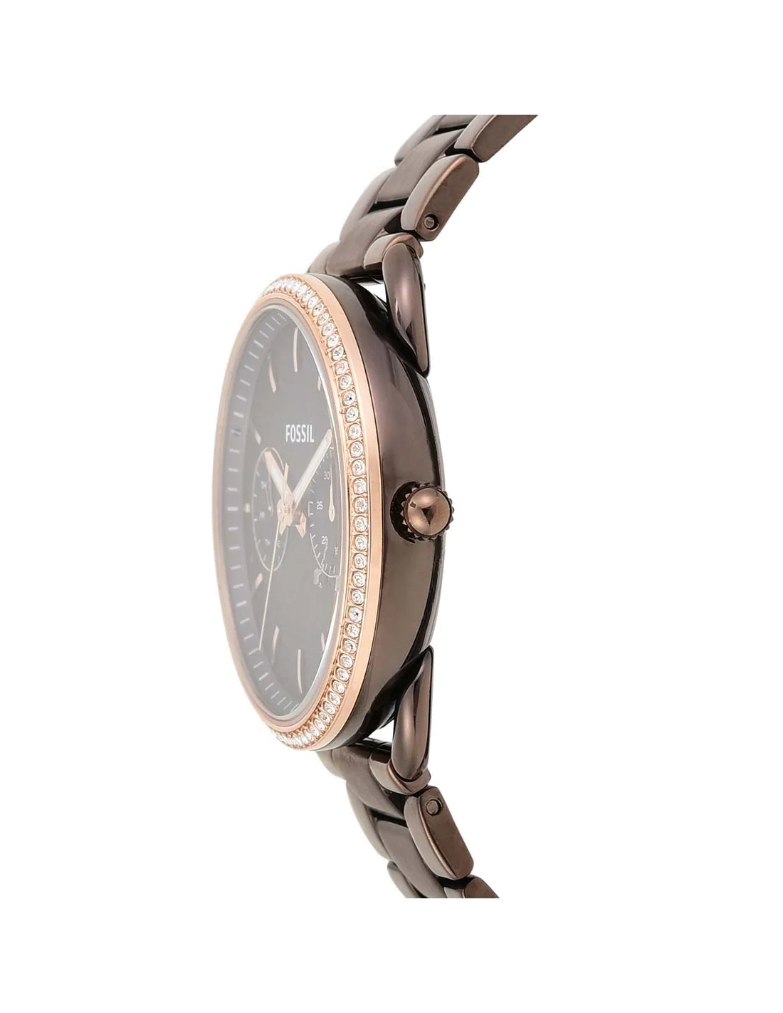 Montre Fossil ES4258 pour Femme, Cadran et Bracelet Acier Inoxydable Brun avec Brillants vue 2