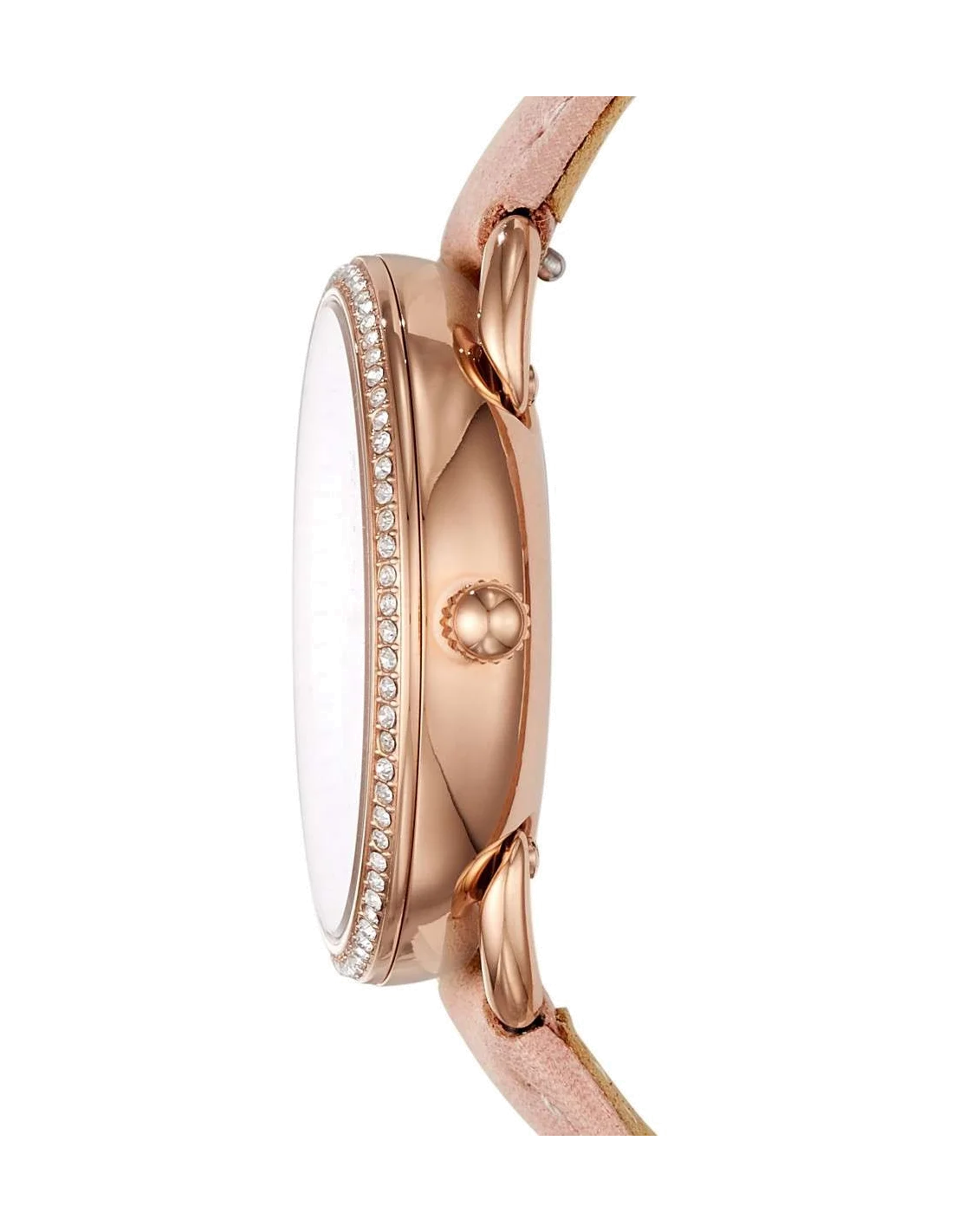 Montre Femme Fossil Tailor ES4393 - Cadran Blanc à Brillants, Bracelet Cuir Beige, Boîtier Or Rose vue 2