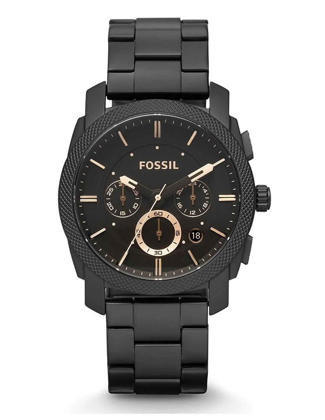 Montre Homme Fossil Machine FS4682 - Boîtier et bracelet acier noir - 42mm