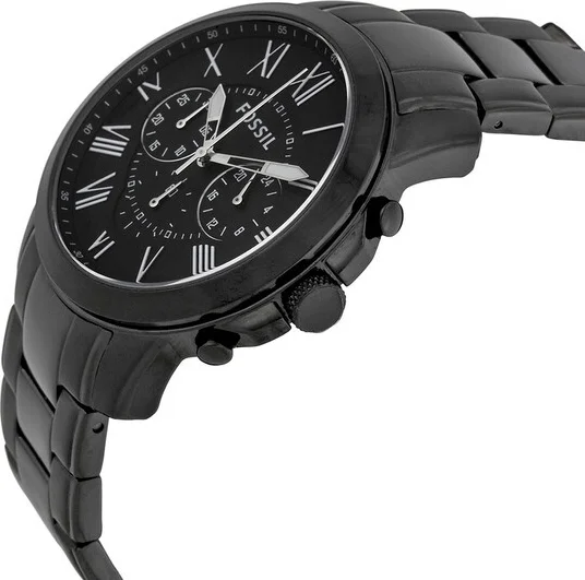 Montre Homme Fossil Grant FS4832 en Acier Noir à Chiffres Romains vue 2