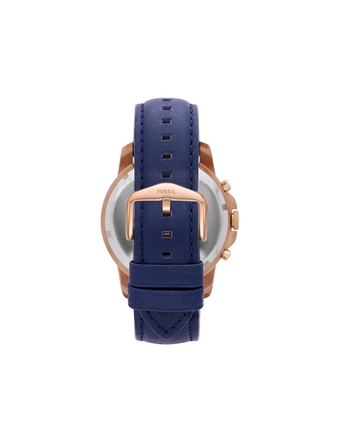 Montre Homme Fossil Grant FS4835 - Boîtier or rose, cadran et bracelet cuir bleu vue 2