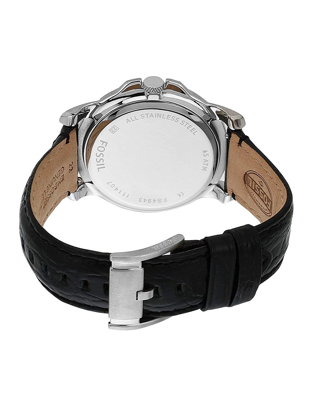 Montre Homme Fossil Grant FS4943, Cadran Noir, Bracelet Cuir Glacé Noir vue 2