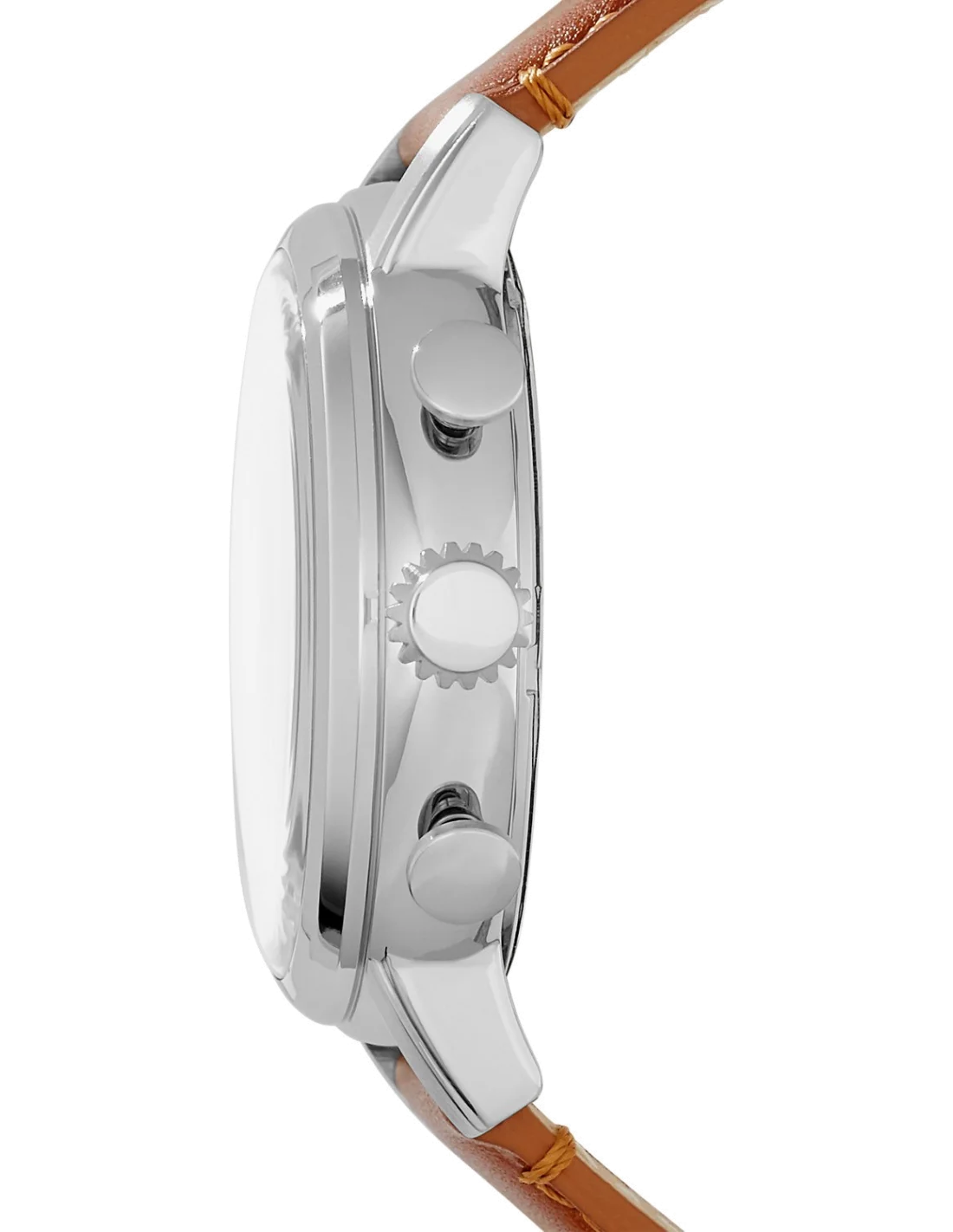 Montre Homme Fossil FS5117 en acier argenté avec cadran beige et bracelet cuir marron