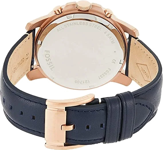 Montre Homme Fossil Grant FS5237 Chronographe Cadran Bleu Bracelet Cuir vue 3