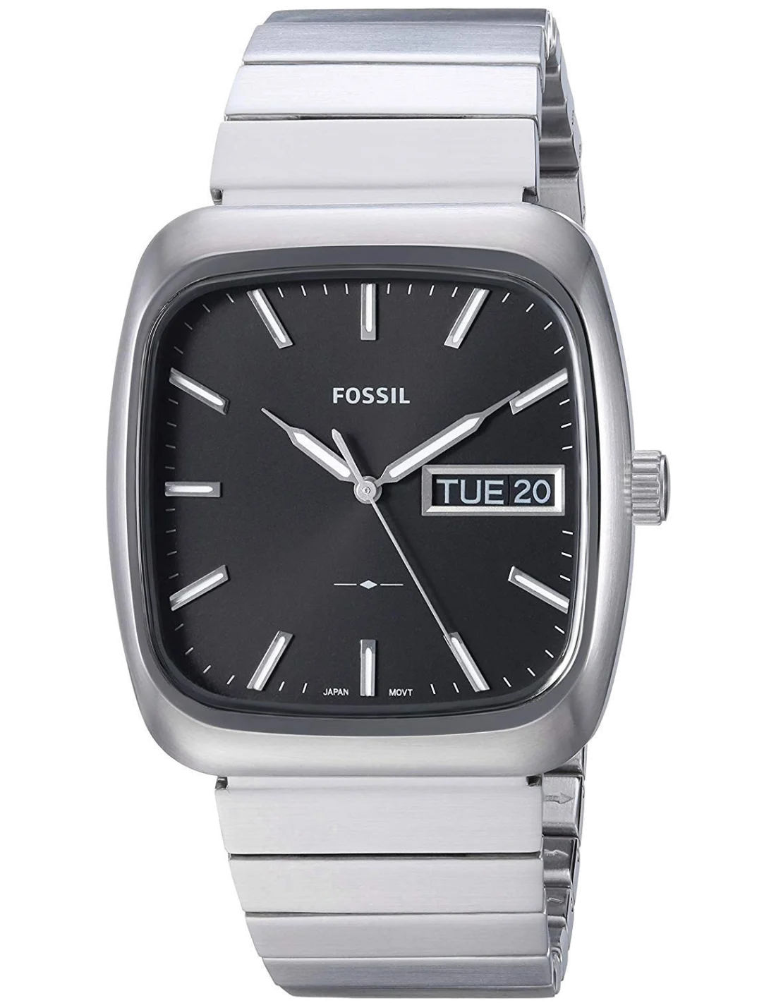 Montre Homme Fossil FS5331 en acier argenté à cadran noir