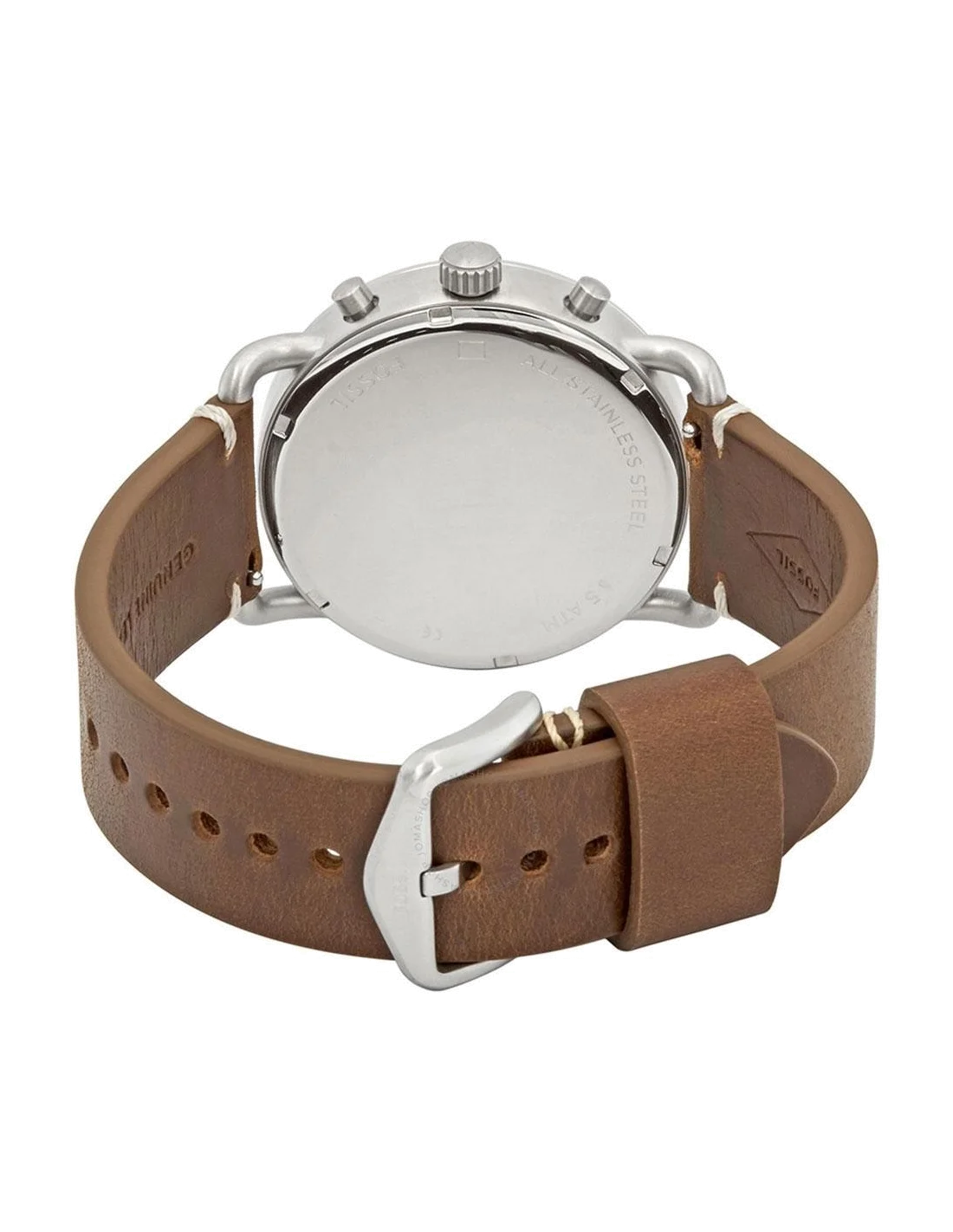 Montre Homme Fossil The Commuter FS5402, Cadran Blanc, Bracelet Cuir Marron vue 2