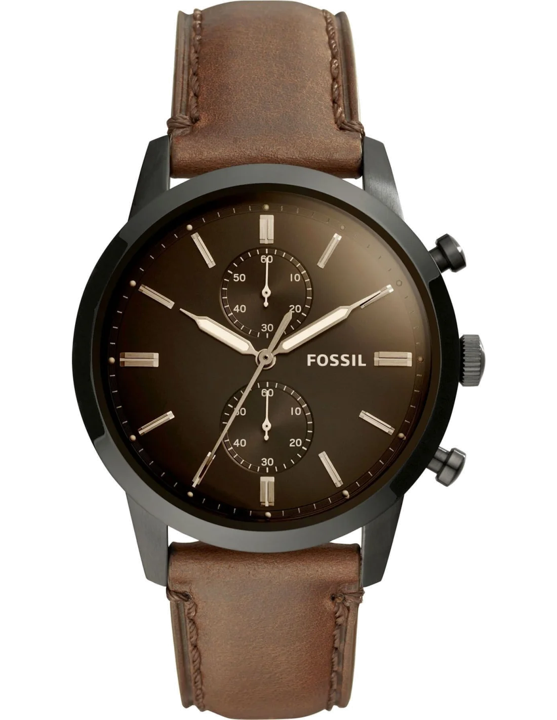 Montre Homme Fossil Townsman FS5437 Cadran Marron Bracelet Cuir