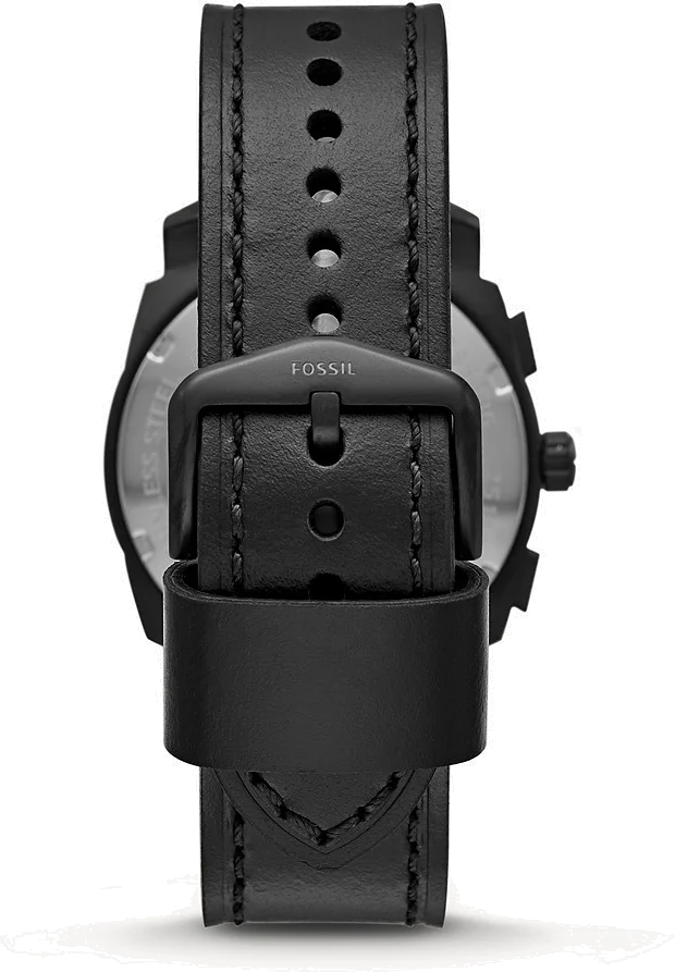 Montre Homme Fossil Machine FS5586 Chronographe Cadran Marron Bracelet Cuir Noir vue 2