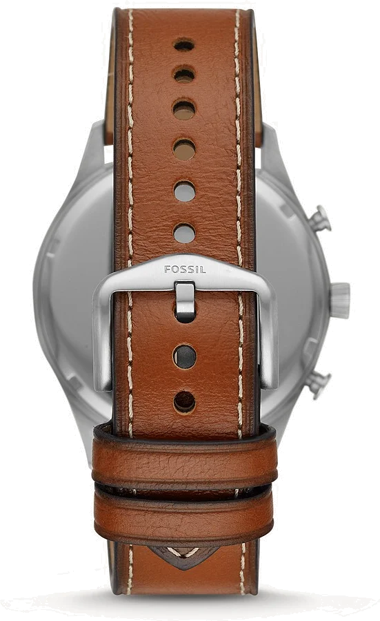 Montre Homme Fossil FS5607 Forrester - Cadran Bleu, Boîtier Argent, Bracelet Cuir Marron vue 2