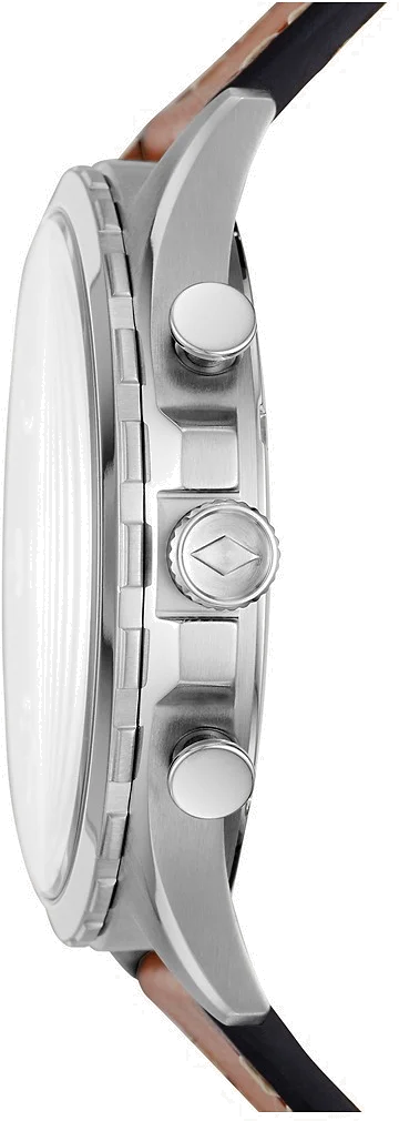 Montre Homme Fossil FS5607 Forrester - Cadran Bleu, Boîtier Argent, Bracelet Cuir Marron vue 3