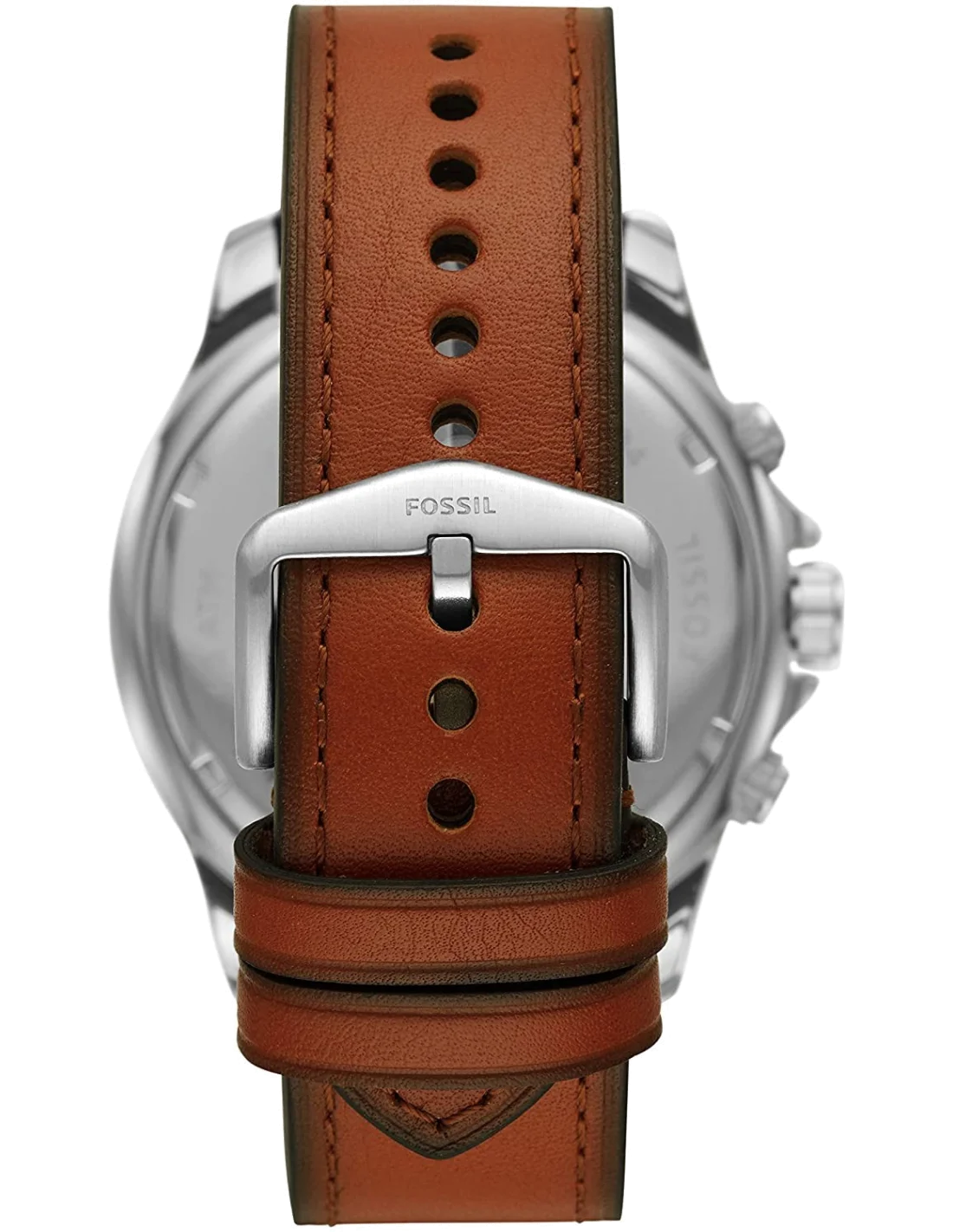 Montre Homme Fossil Dillinger FS5675 - Cadran Bleu, Boîtier Noir, Bracelet Cuir Marron vue 2