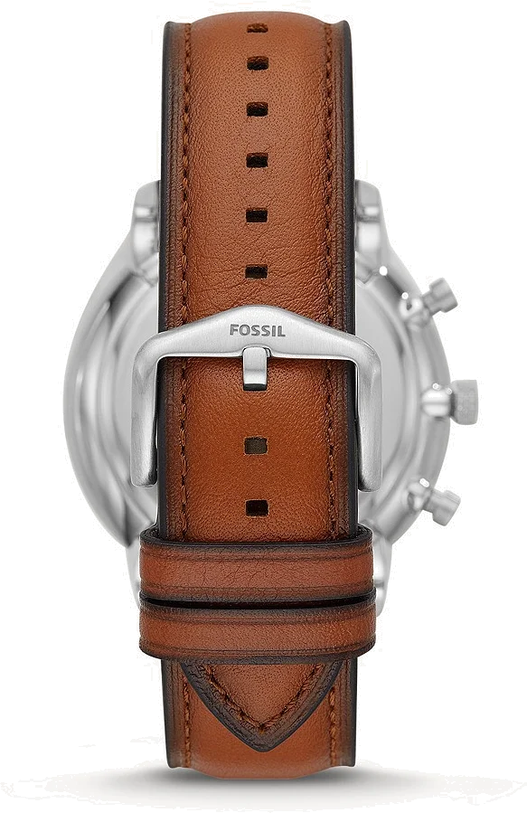 Montre Homme Fossil FS5735 Chronographe Cadran Vert Soleillé Bracelet Cuir Marron vue 2