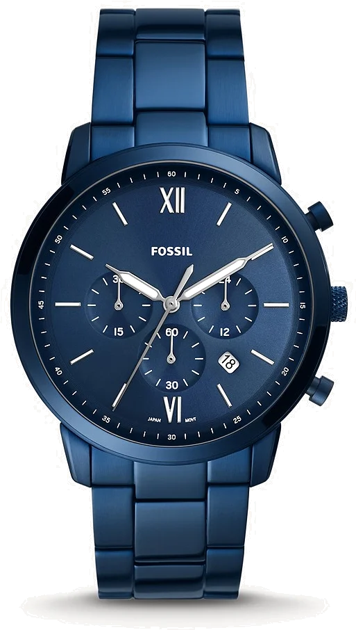 Montre Homme Fossil Machine Neutra Chronograph FS5826, boîtier et bracelet acier bleu océan