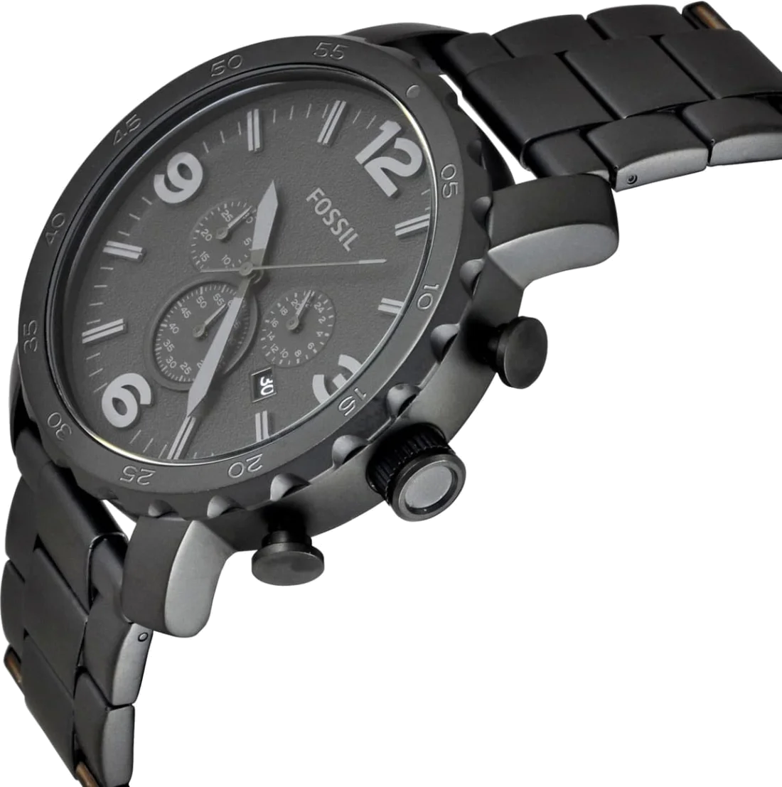 Montre Homme Fossil Nate JR1401 Chronographe Acier Noir IP 50 mm vue 3