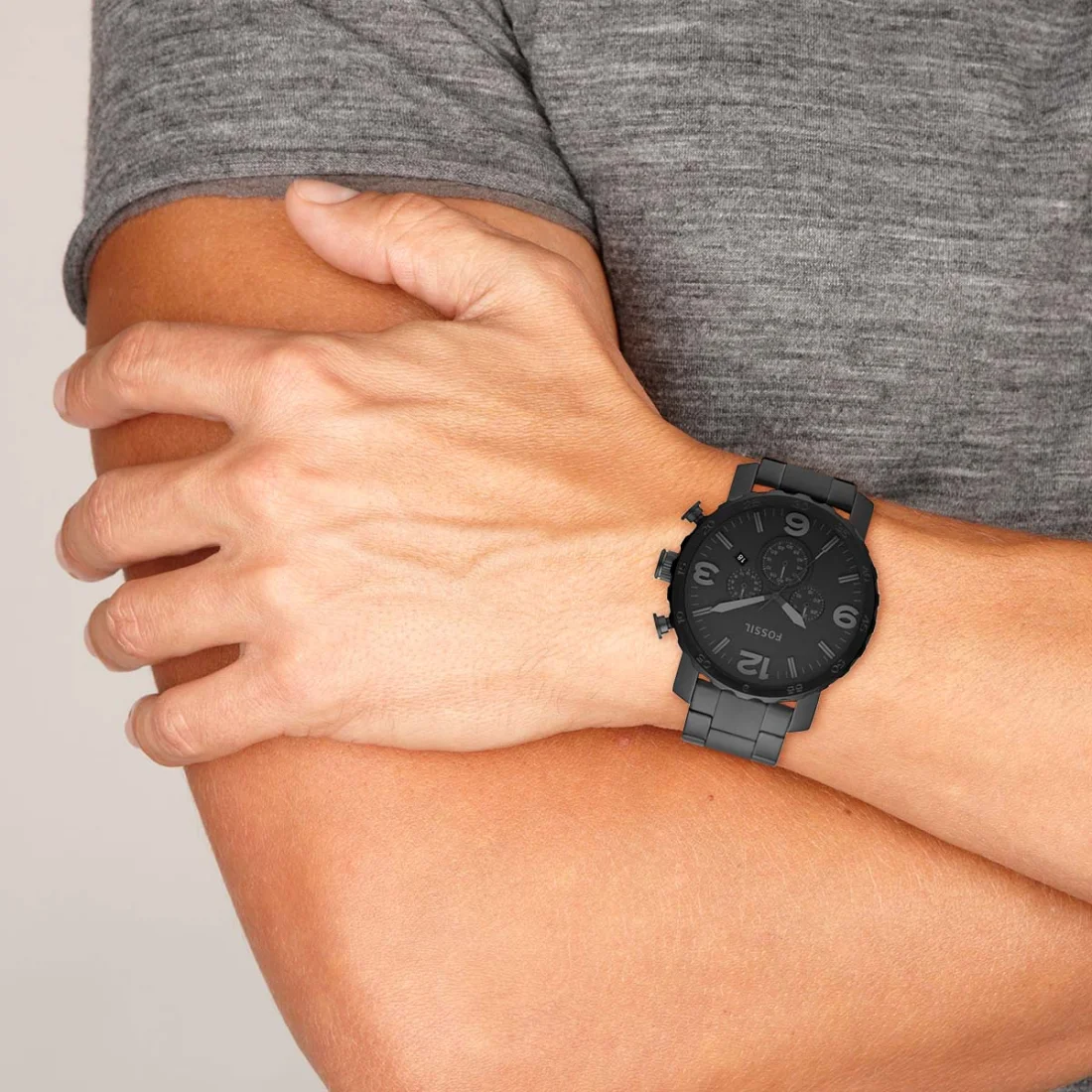 Montre Homme Fossil Nate JR1401 Chronographe Acier Noir IP 50 mm vue 4