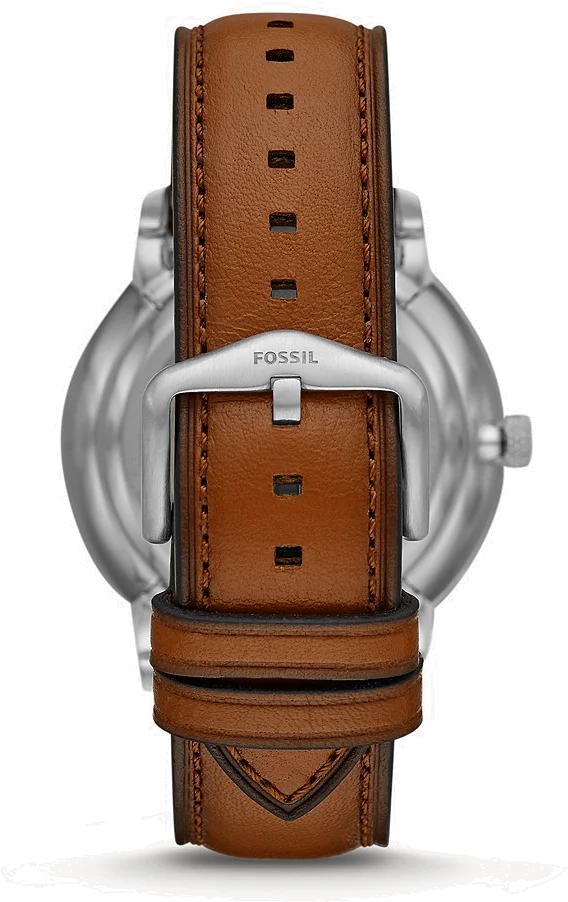 Montre Homme Fossil Neutra Automatic ME3160 - Cadran Bleu, Bracelet Cuir Marron vue 2