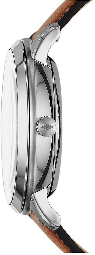 Montre Homme Fossil Neutra Automatic ME3160 - Cadran Bleu, Bracelet Cuir Marron vue 3