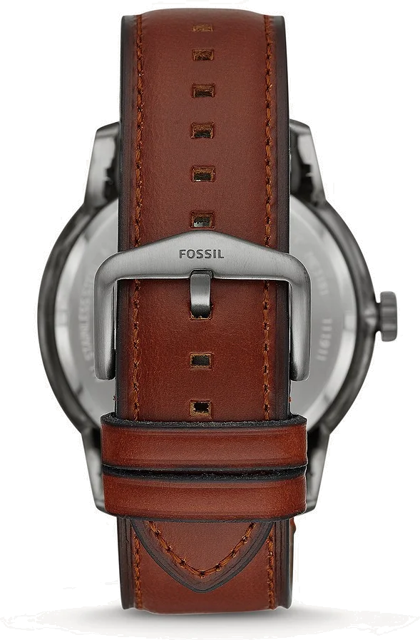 Montre automatique Fossil Townsman ME3181 pour homme, boîtier gris 48mm et bracelet cuir ambré vue 2
