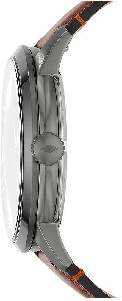 Montre automatique Fossil Townsman ME3181 pour homme, boîtier gris 48mm et bracelet cuir ambré vue 3