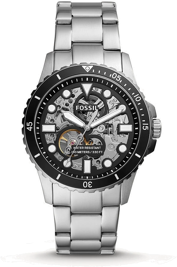 Montre Homme Fossil ME3190 Automatique Squelette en Acier Inoxydable Argent