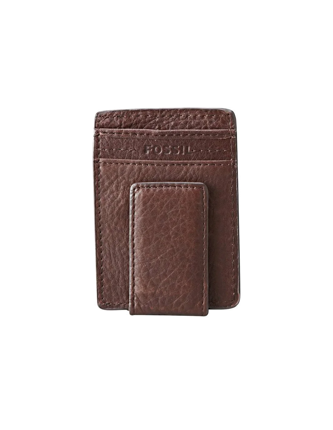 Porte-cartes magnétique en cuir marron Fossil pour homme - Réf. SML4195200