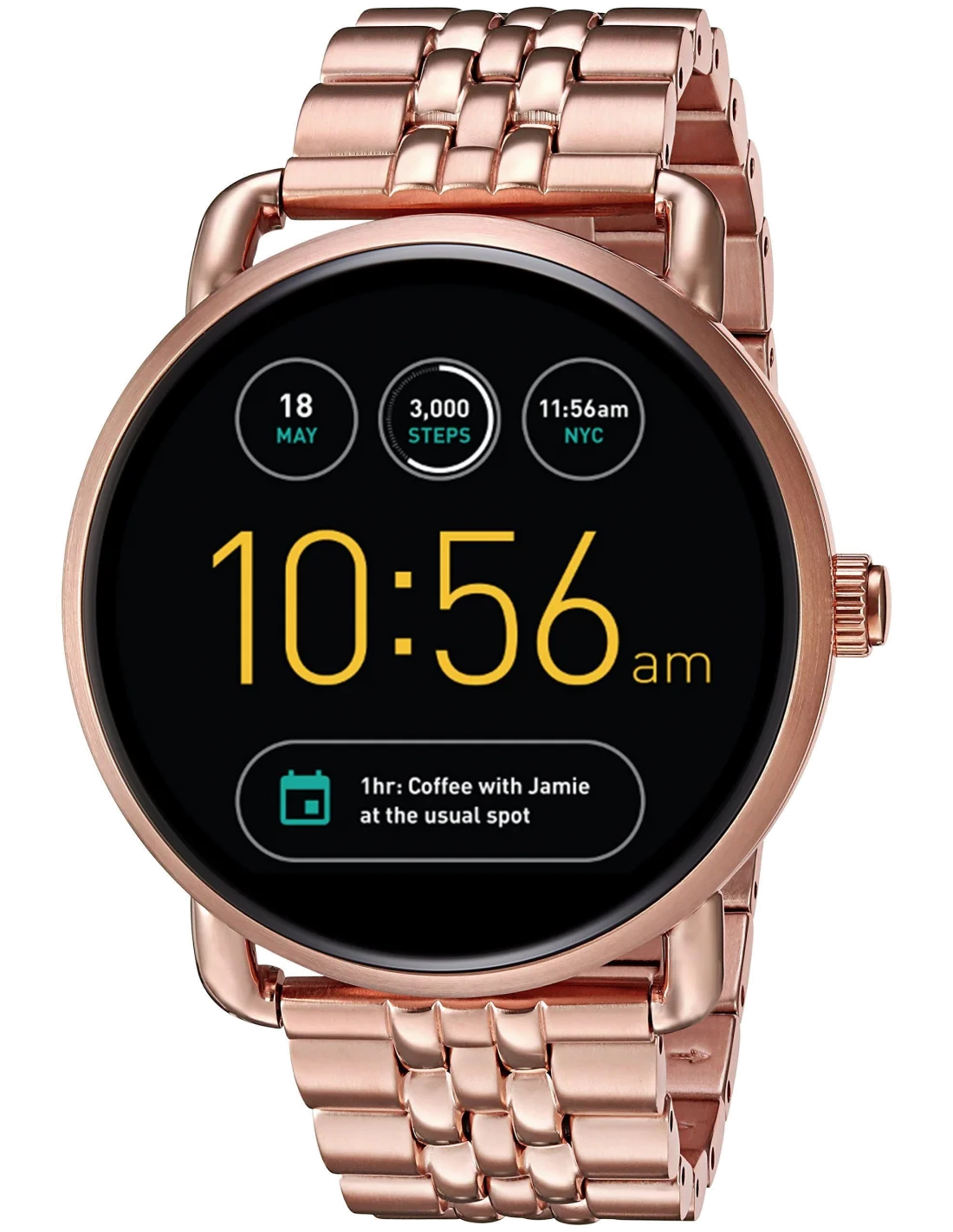 Montre Connectée Fossil Q Wander FTW2112 Bracelet Acier Or rose vue 2