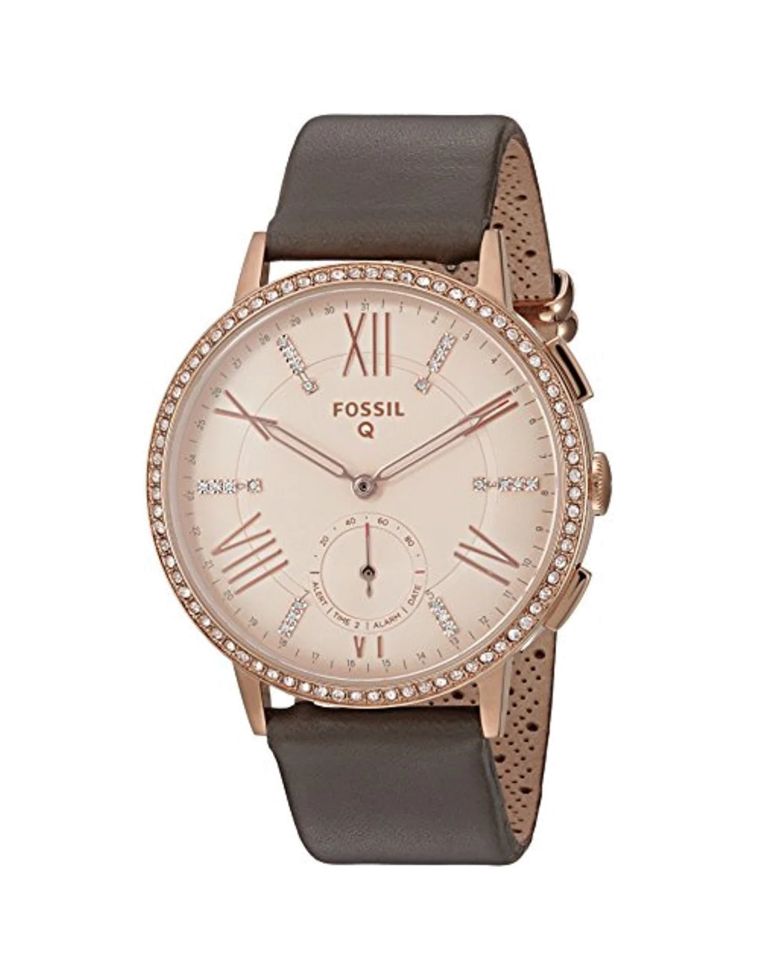 Montre Connectée Fossil Q Gazer FTW1116 Bracelet Cuir Gris vue 2