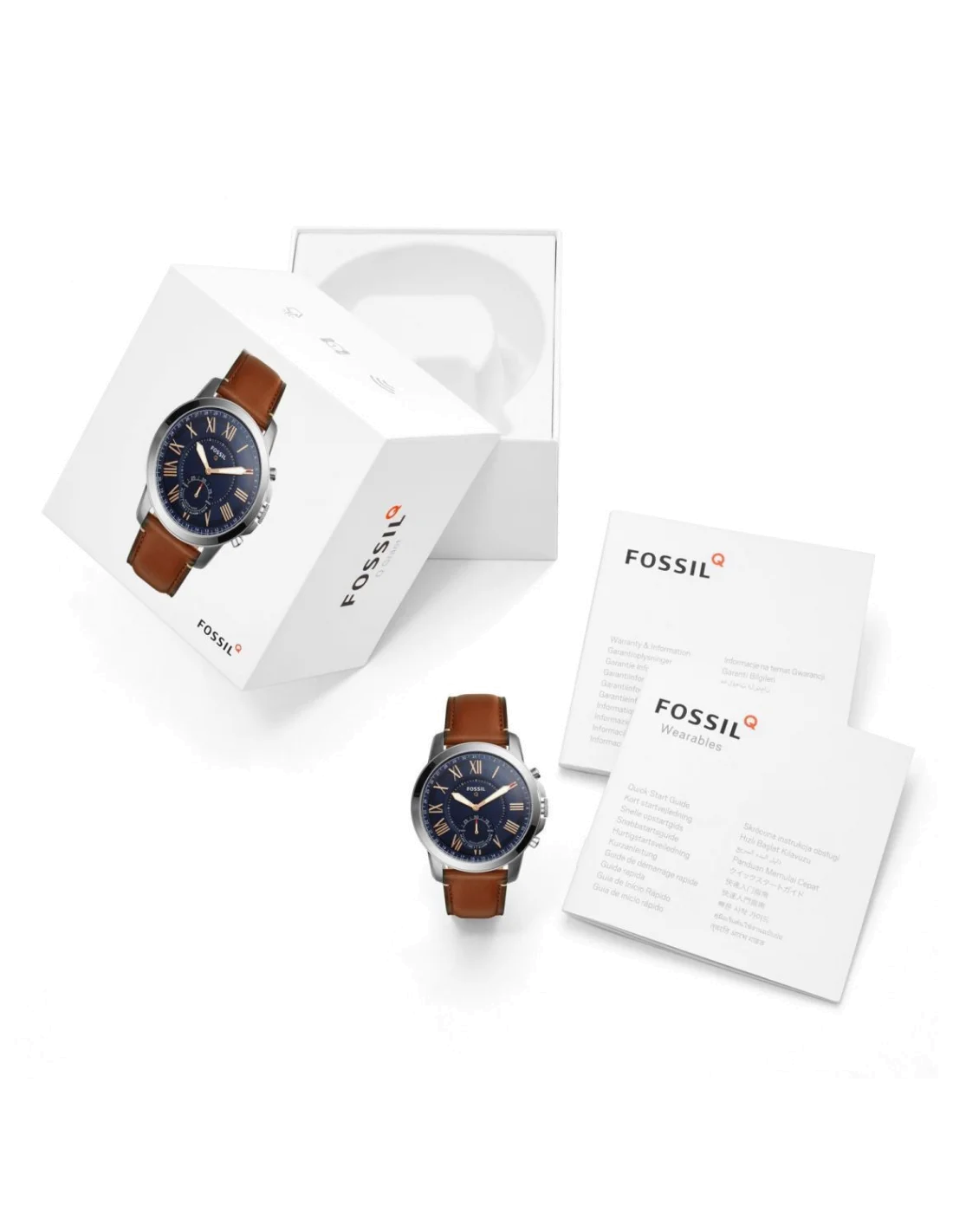 Montre Connectée Hybride Homme Fossil Q Grant FTW1122 Bracelet Cuir Marron vue 2