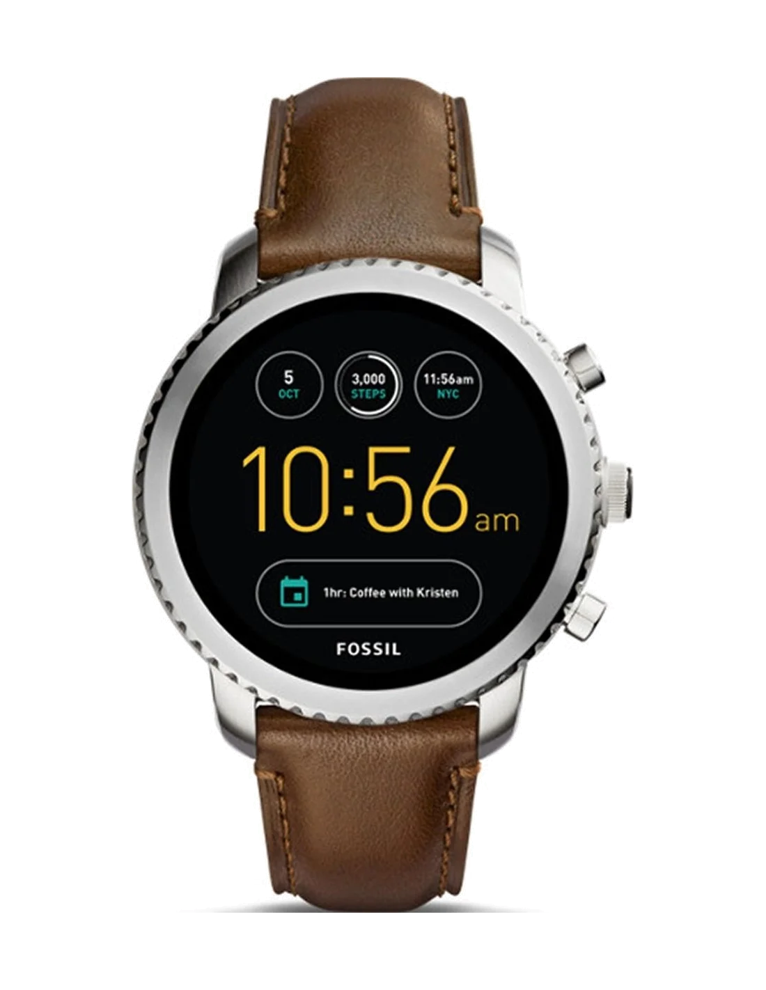 Montre Homme Connectée Fossil Q Explorist FTW4003 Bracelet Cuir vue 3