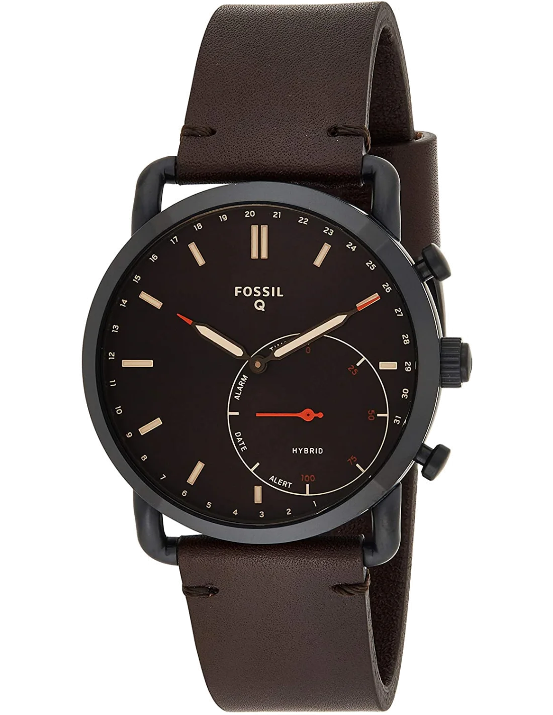 Montre Connectée Hybride Fossil Q Commuter FTW1149 bracelet cuir vue 2