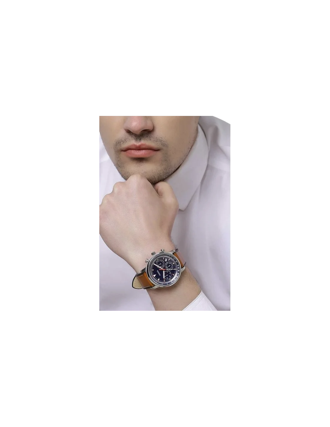 Montre Homme Fossil Goodwin FS5414 Bracelet en cuir marron vue 2