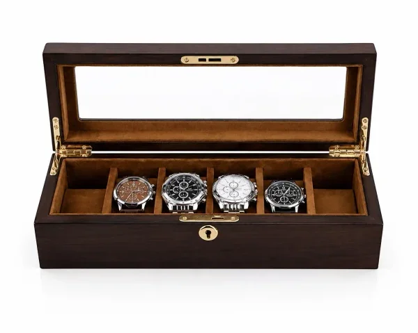 Gasmann Boîte de rangement Ravello 6 compartiments en noyer véritable