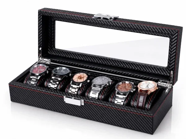 Gasmann Boîte à montres Monza 6 compartiments effet carbone composite