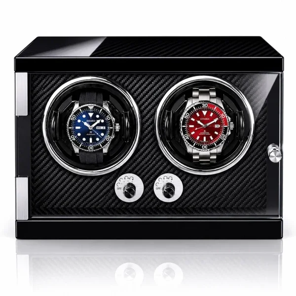 Gasmann Remontoir à Montre Automatique Imola 2 Montres Noir Laqué Fibre de Carbone