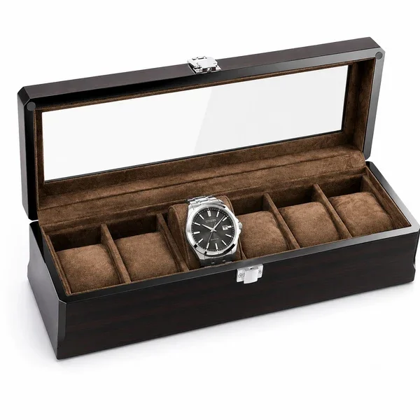 Gasmann Boîte à montres Milan espresso 6 montres en bois massif biseauté