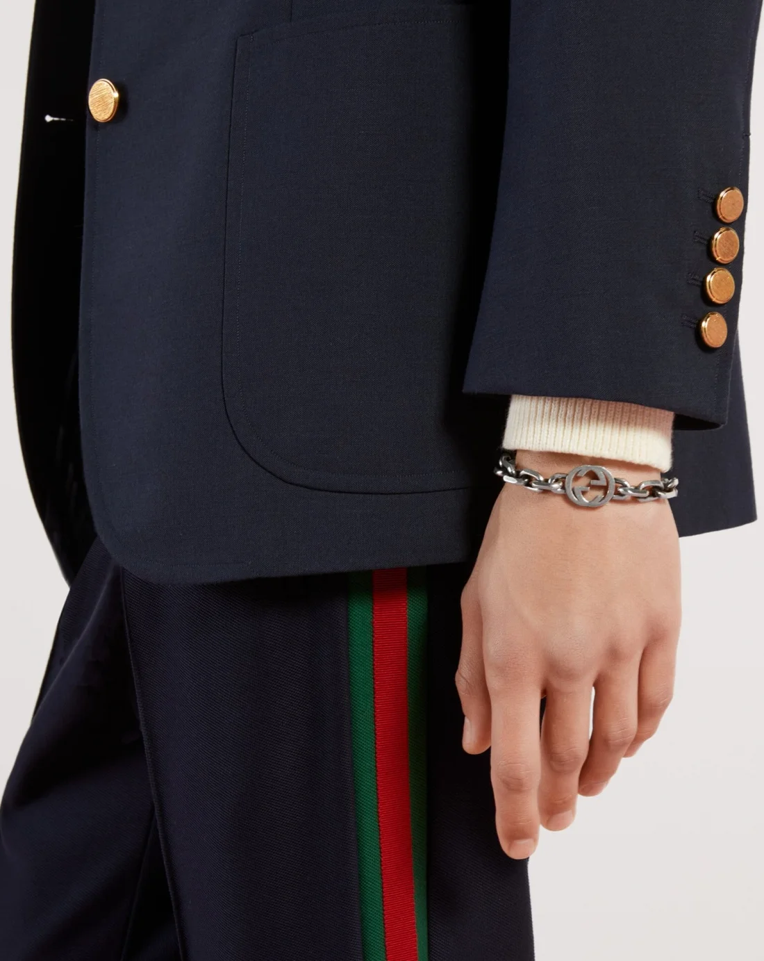 Bracelet Gucci en argent à logo GG entrelacé