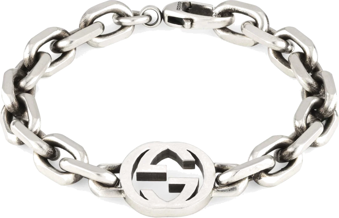 Bracelet Gucci Homme en Argent 925, Logo GG entrelacé - Réf. 627068J8400 vue 2