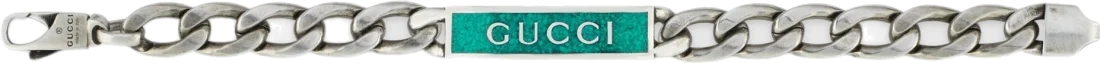 Bracelet Gucci en argent 925 avec plaque finition émail turquoise