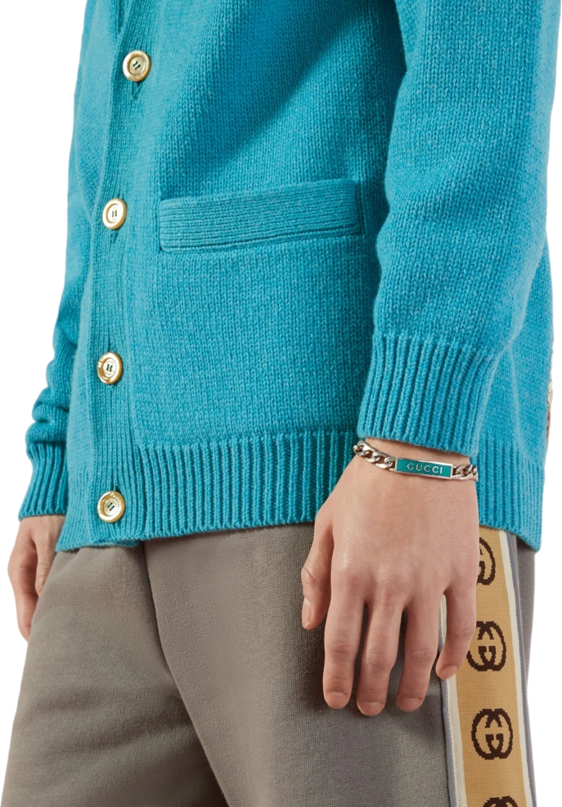 Bracelet Gucci unisexe en argent 925 avec logo émail turquoise - Réf. 678712 J8410 8183 vue 4