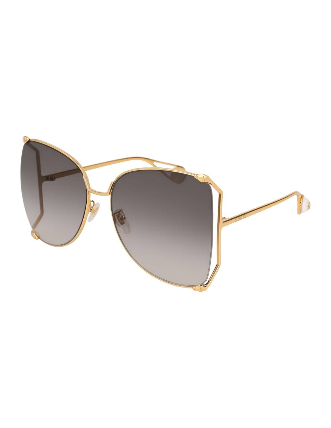 Lunettes de soleil Gucci Sensual Romantic GG0252S - Monture métal rectangle - Femme